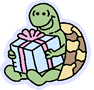 turtle holding a gift box