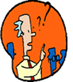 Cartoon character with question marksabove his head