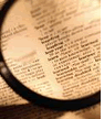 magnifying glass over words