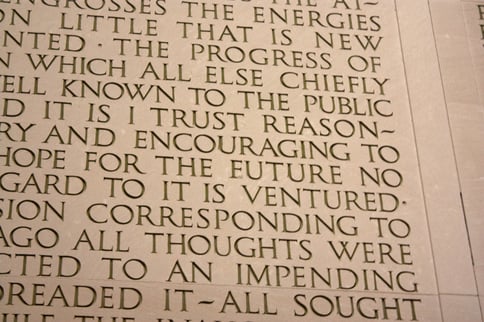Wording on Lincoln Memorial showing fixed error